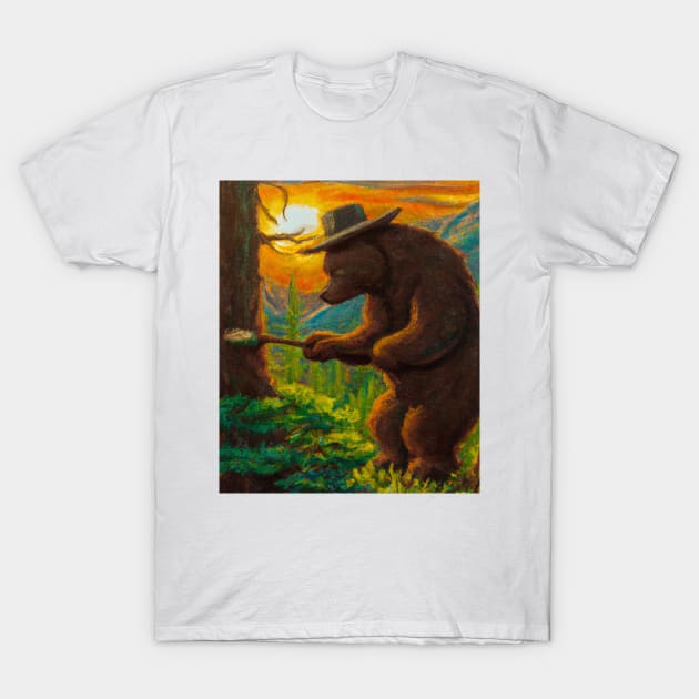 Bear Oil Painting Forest Ranger T-Shirt by soulfulprintss8